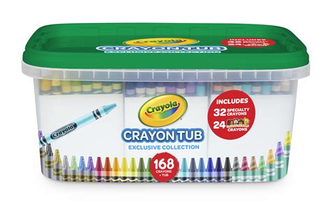 Crayola Crayon and Storage Tub, 168 Crayons, Featuring Colors of the World Crayon Colors ...