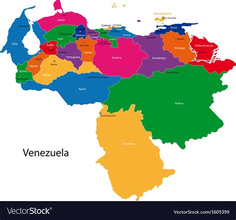 Venezuela map Royalty Free Vector Image - VectorStock