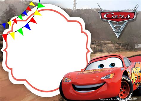 FREE The Cars 3 with photo invitation template | FREE Printable Birthday Invitation Templates ...