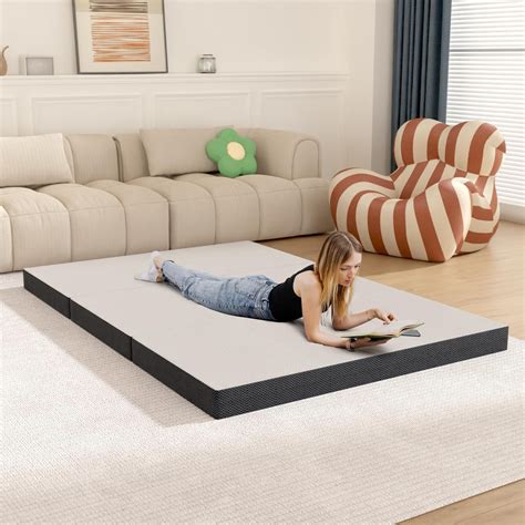 Dkelincs 4" Tri-Fold Folding Mattress Portable Memory Foam Mattress ...