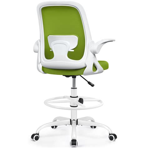 Winrise Drafting Chair Tall Office Chair Ergonomic Desk Chairs with Lumbar Support and Flip-up ...