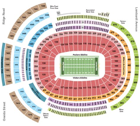 Lambeau Field Seating Chart + Rows Seat Numbers and Club Seats