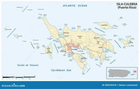 Vector Road Map of the Puerto Rican Island of Culebra Stock Vector ...