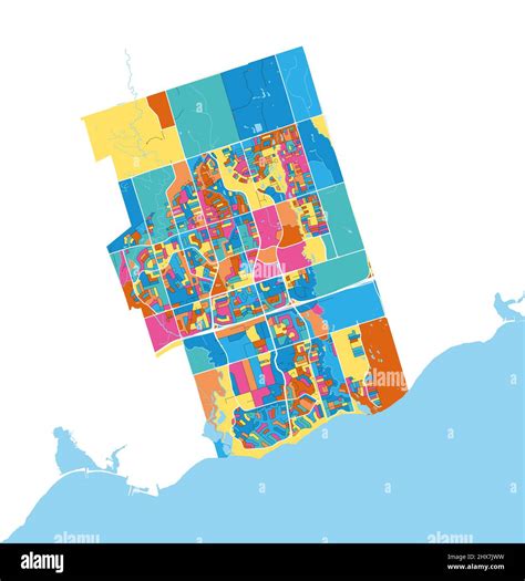 Ajax, Ontario, Canada colorful high resolution vector art map with city boundaries. White ...