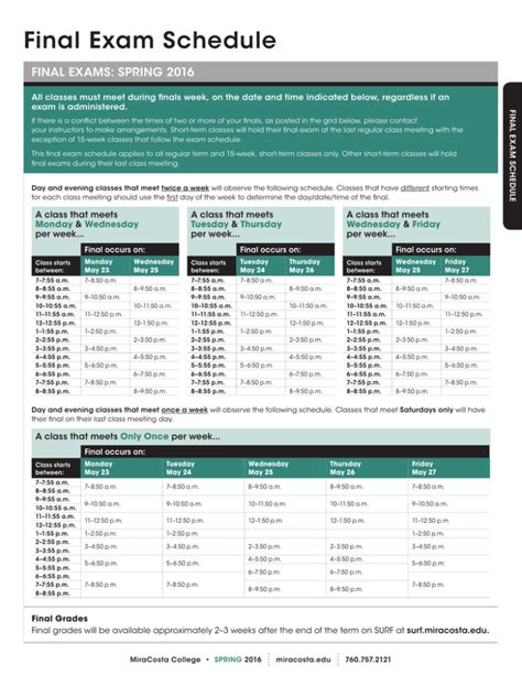 Final Exam Schedule