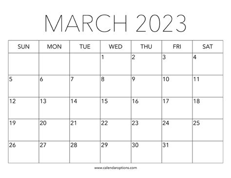 Printable March 2023 Calendar – Calendar Options