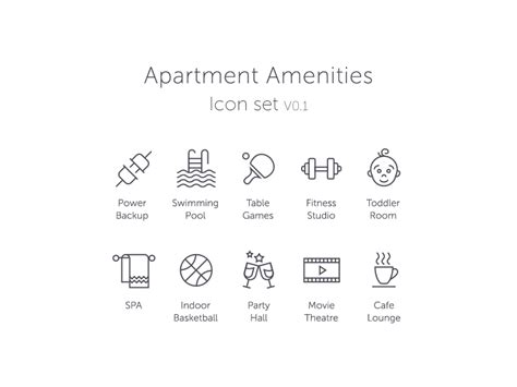 Apartment Amenities Icons by Dilip Prasad on Dribbble