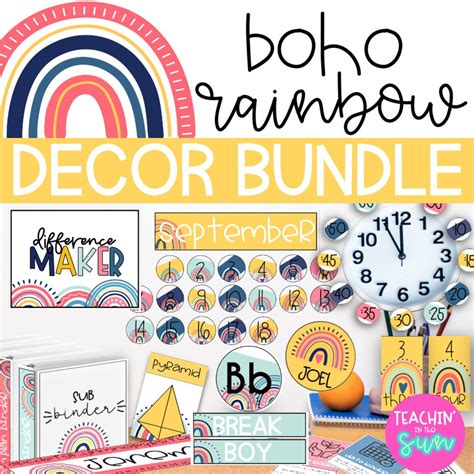 Boho Rainbow Classroom Decor BUNDLE EDITABLE Bright and Neutral - Etsy