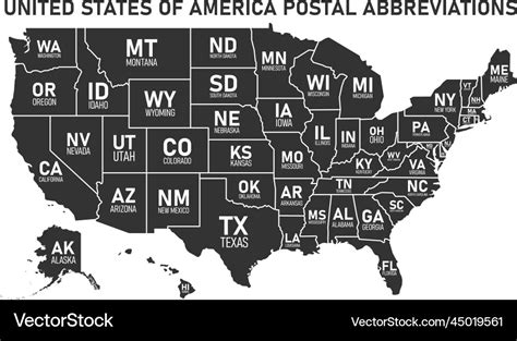 Map Of The United States With Postal Abbreviations - Erinna Quintilla