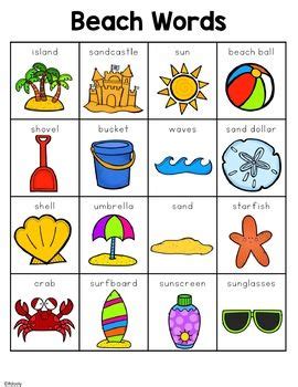 Beach Words - Writing Center Word Lists | Beach words, Summer words ...