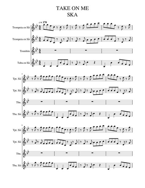 TAKE ON ME SKA Sheet music for Trombone, Tuba, Trumpet in b-flat (Mixed ...