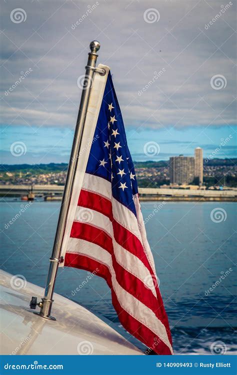 American Flag at Pearl Harbor Stock Image - Image of hawaii, patriotic ...