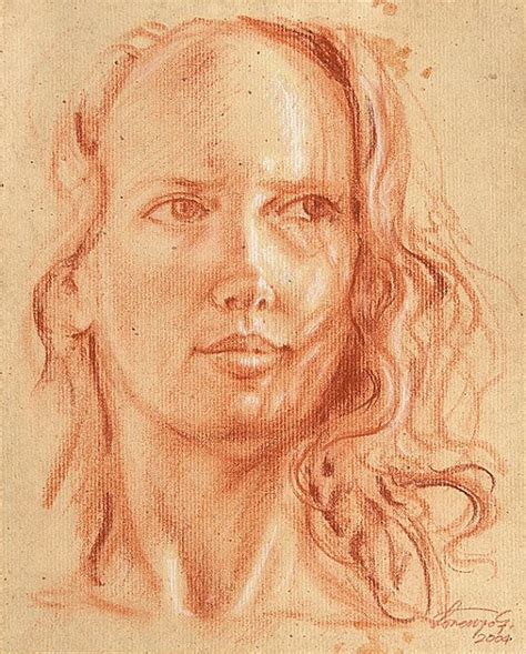 Items similar to Fine Art Conte Portrait - Conte and white chalk drawing - Portrait Study on ...