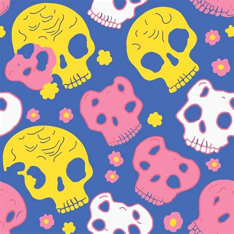 Premium Vector | Seamless colorful skull pattern