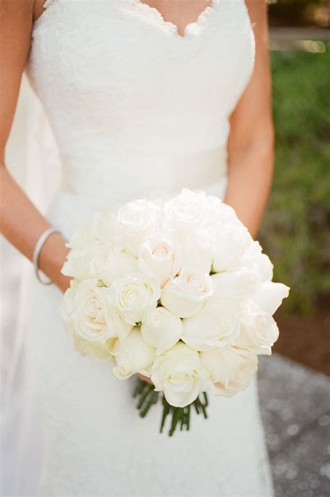 White Rose Round Bridal Bouquet