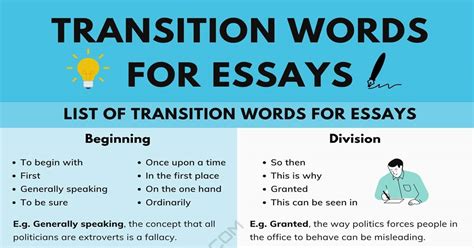 Transition Words for Essays: Great List & Useful Tips • 7ESL