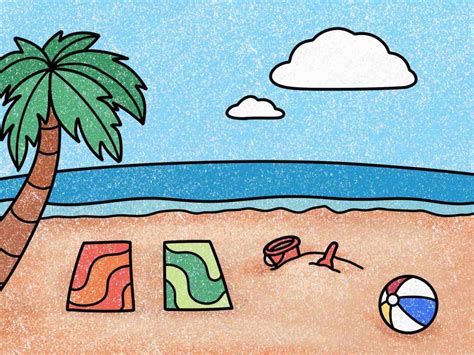 Easy Beach Drawing - HelloArtsy