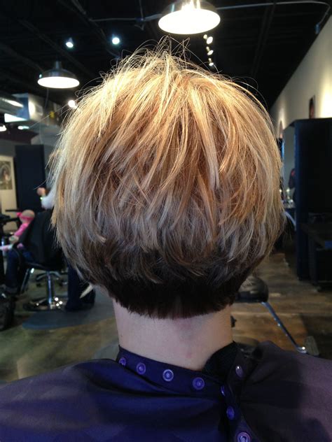 Inverted stacked bob..three colors #Keune | Short stacked bob haircuts ...