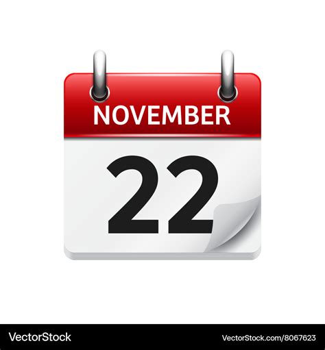 November 22 flat daily calendar icon Royalty Free Vector