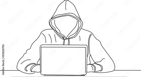 Hacker silhouette, Computer hacker vector, sketch drawing of hacking ...