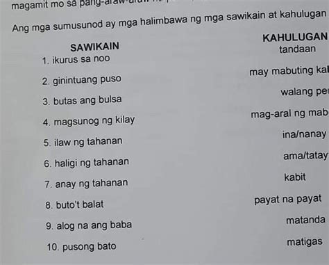 Ang mga sumusunod ay mga halimbawa ng salawikain at kahulugan nito. - Brainly.ph