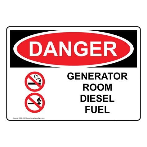 OSHA Sign - DANGER Generator Room Diesel Fuel - Industrial Notices