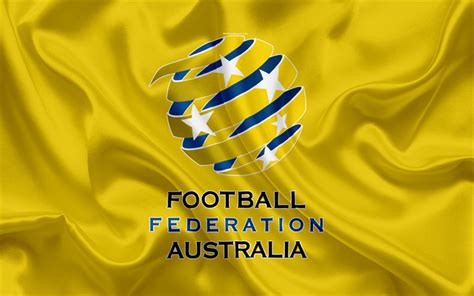 Download wallpapers Australia national football team, logo, emblem, flag, football federation ...