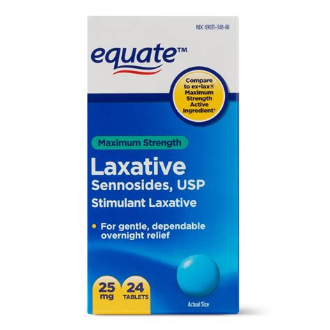 Equate Maximum Strength Stimulant Laxative Relief Tablets, Sennosides ...