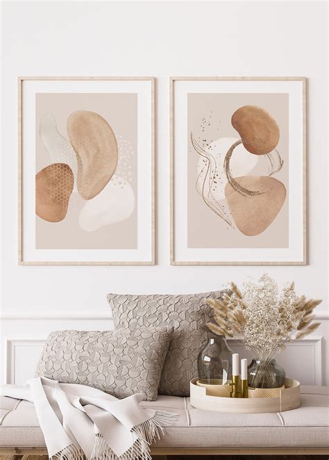 Set of 2 Abstract Art Prints Abstract Print Abstract Wall Art Beige ...