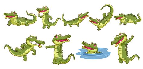 Crocodile Cartoon Set 941229 Vector Art at Vecteezy