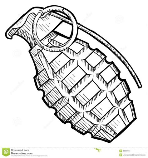 Hand grenade sketch stock vector. Illustration of drawing ... | Grenade tattoo, Tattoo stencil ...