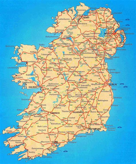 Ireland roads map - Free road map of ireland (Northern Europe - Europe)