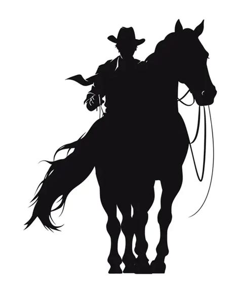 Cowboy Silhouette Horse Standing Isolated Stock Vector by ©djv 679593708