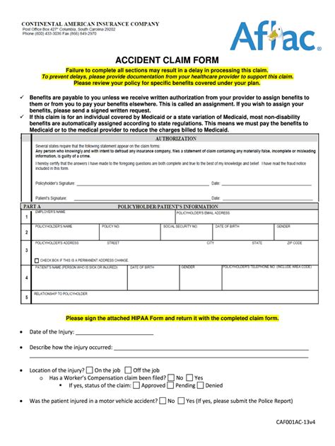 Accident Claim Form Aflac - Fill Online, Printable, Fillable, Blank | pdfFiller