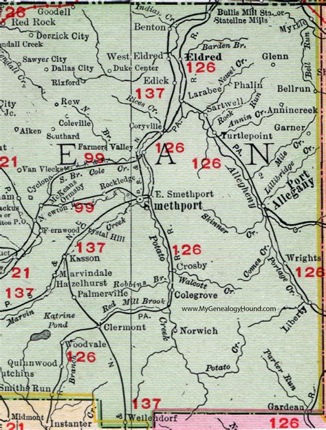 McKean County, Pennsylvania 1911 Map by Rand McNally, Bradford ...