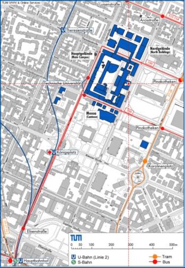 The overview and location of the TUM main campus within the city of Munich | Download Scientific ...