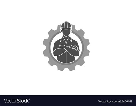 Creative engineer worker gear logo design Vector Image