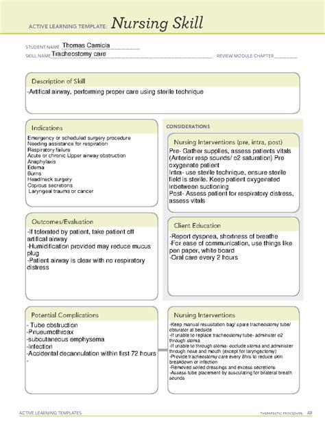 Tracheostomy Care Ati Template