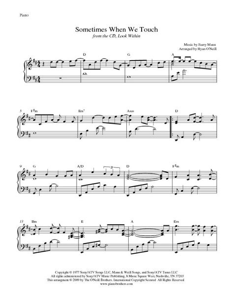 Sometimes When We Touch | Sheet Music