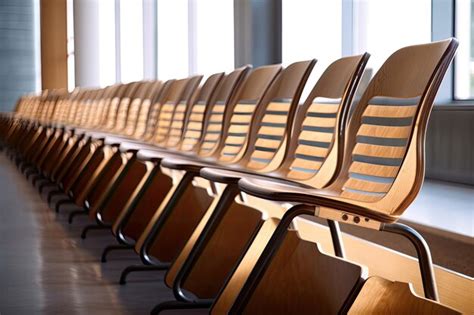 Premium AI Image | A row of wooden chairs in a lecture hall with ...