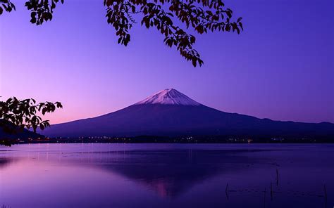 HD wallpaper: Mt. Fuji, lake, landscape, mountains, purple, reflection | Wallpaper Flare