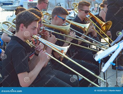 Trombone Players in Brass Band. Editorial Photography - Image of june ...