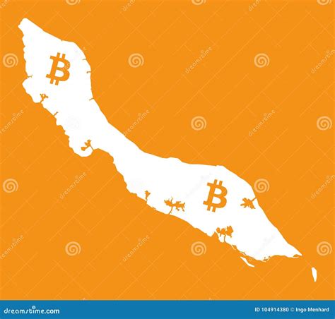 Curacao Map With Bitcoin Crypto Currency Symbol Illustration ...