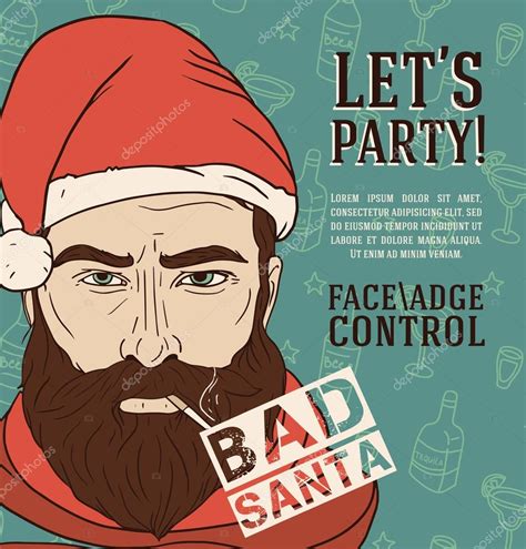 Party poster with bad santa Stock Vector Image by ©ghouliirina #88997514