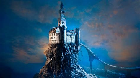 Download Blue Fantasy Castle 4k Ultra HD Wallpaper