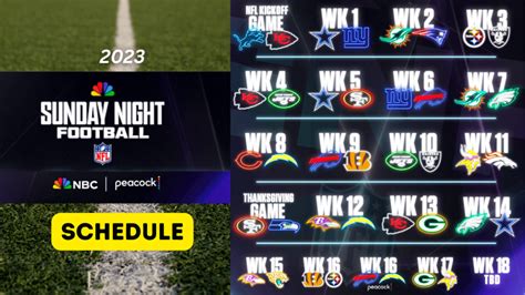 Sunday Night Football Schedule 2023-2024