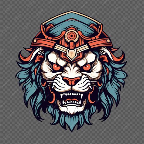 Premium PSD | Lion head mascot wearing an ancient war helmet