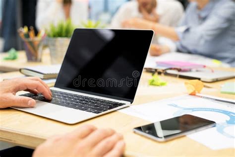 Person in Office Working on Laptop Stock Photo - Image of blank, email: 104536362