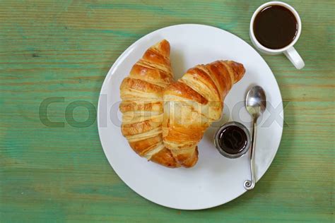 traditional croissants with jam for breakfast | Stock image | Colourbox