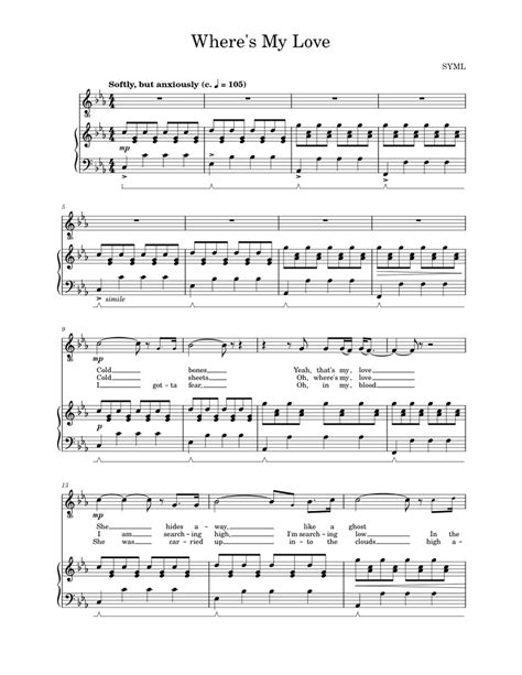 Where's My Love – SYML Sheet music for Piano, Vocals (Piano-Voice) | Musescore.com